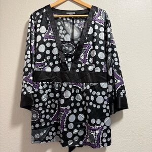 Black and Purple Polka Dot Kimono Top by Apt. 9 - Size 2X